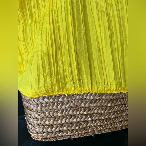 Sun N Sand Beach Summer Tote Bag Straw Yellow Purse Zipper Closure Vacation Bag - Picture 4 of 10